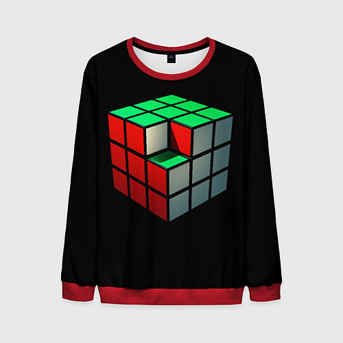 Мужской свитшот Кубик Рубика / 3D-Красный – фото 1
