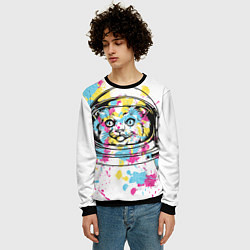 Свитшот мужской Кот в скафандре, цвет: 3D-черный — фото 2