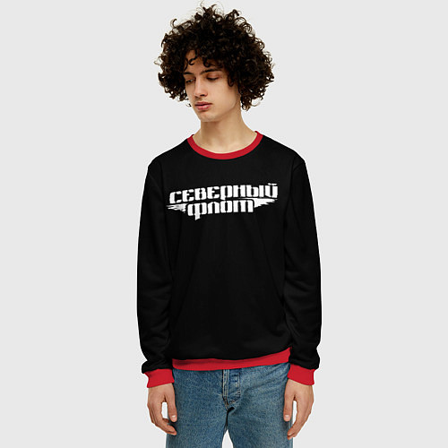 Мужской свитшот Северный флот черная / 3D-Красный – фото 3
