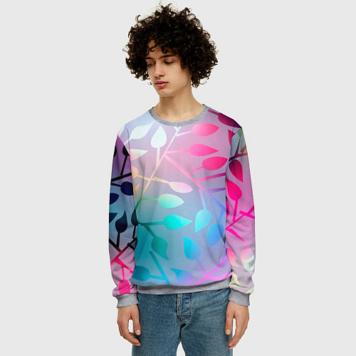 Мужской свитшот Листья / 3D-Меланж – фото 3
