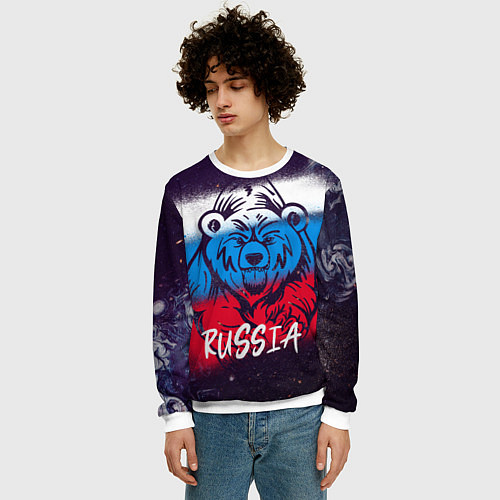 Мужской свитшот Russia Bear / 3D-Белый – фото 3