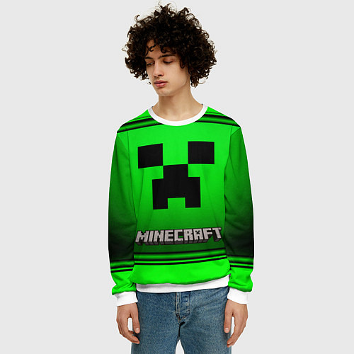 Мужской свитшот Minecraft / 3D-Белый – фото 3