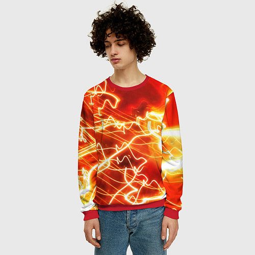 Мужской свитшот ОГНЕННАЯ МОЛНИЯ / 3D-Красный – фото 3