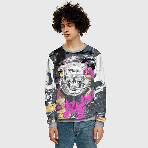 Мужской свитшот Череп / 3D-Меланж – фото 3