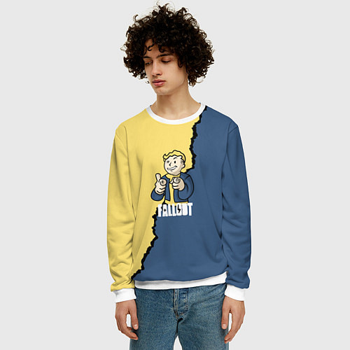Мужской свитшот Fallout logo boy / 3D-Белый – фото 3