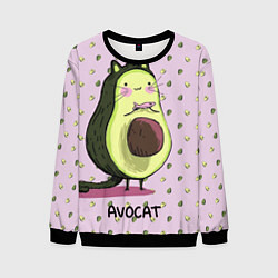 Свитшот мужской Авокадо Кот, цвет: 3D-черный
