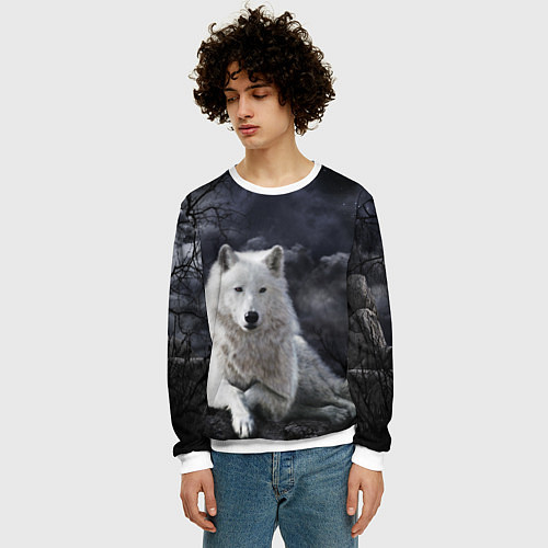 Мужской свитшот БЕЛЫЙ ВОЛК D / 3D-Белый – фото 3