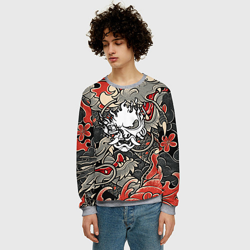 Мужской свитшот CYBERPUNK2077 SAMURAI / 3D-Меланж – фото 3