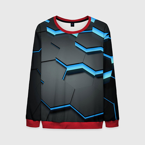 Мужской свитшот 3D Плиты / 3D-Красный – фото 1