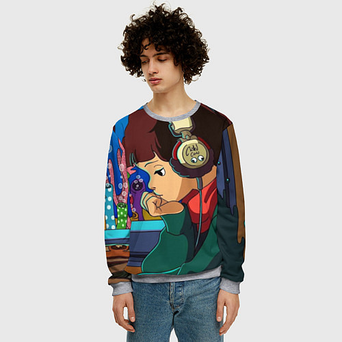 Мужской свитшот ЮТУБ / 3D-Меланж – фото 3