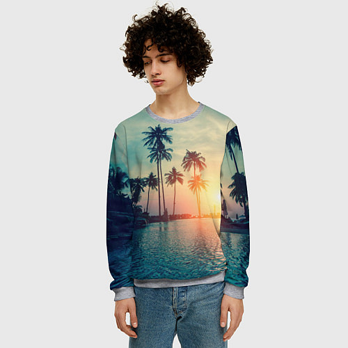 Мужской свитшот Пальмы / 3D-Меланж – фото 3