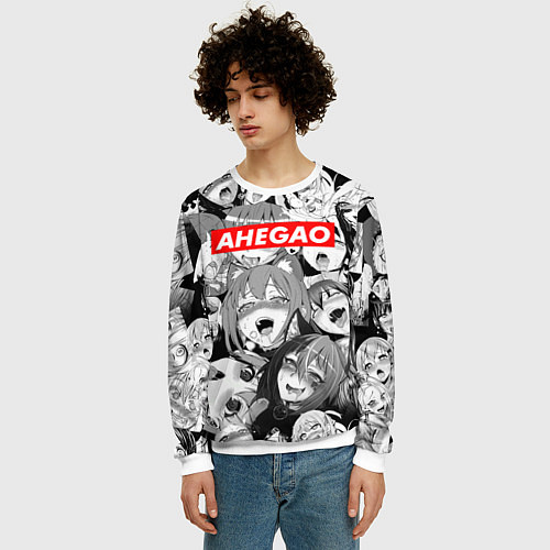 Мужской свитшот AHEGAO АХЕГАО / 3D-Белый – фото 3