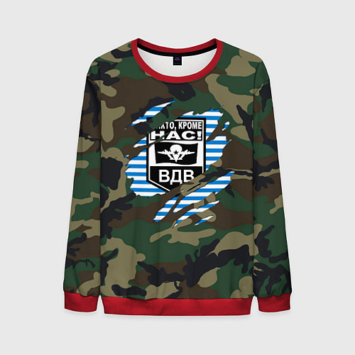 Мужской свитшот Рваный камуфляж ВДВ / 3D-Красный – фото 1