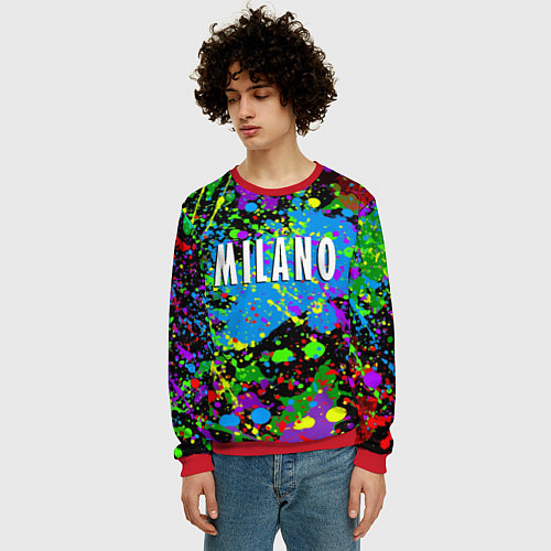 Мужской свитшот Milano - abstraction - Italy / 3D-Красный – фото 3