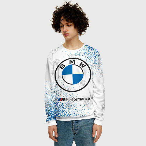 Мужской свитшот BMW БМВ / 3D-Белый – фото 3