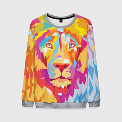 Свитшот мужской Акварельный лев, цвет: 3D-меланж