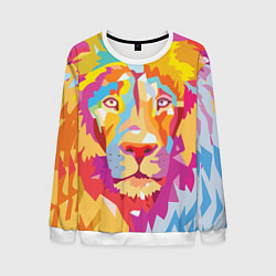 Свитшот мужской Акварельный лев, цвет: 3D-белый