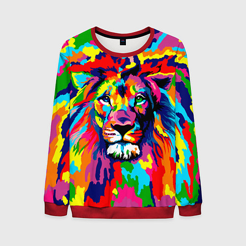 Мужской свитшот Лев Artistic Art / 3D-Красный – фото 1