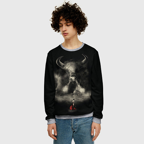 Мужской свитшот Бык 2021 / 3D-Меланж – фото 3