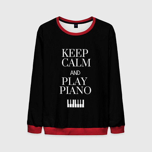 Мужской свитшот Keep calm and play piano / 3D-Красный – фото 1