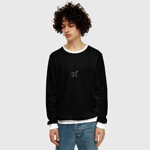 Мужской свитшот Минимализм самолет / 3D-Белый – фото 3