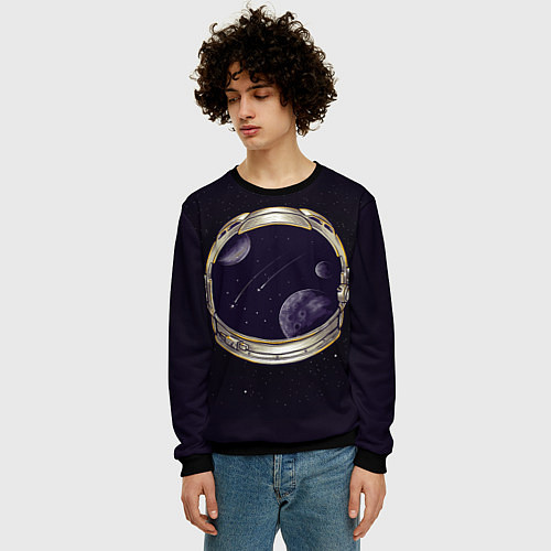 Мужской свитшот Шлем астронавта / 3D-Черный – фото 3