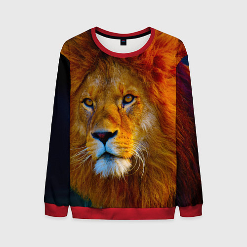 Мужской свитшот Лев 3D / 3D-Красный – фото 1