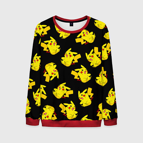 Мужской свитшот Веселый пикачу / 3D-Красный – фото 1