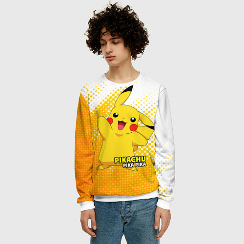 Мужской свитшот Pikachu Pika Pika / 3D-Белый – фото 3