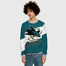 Свитшот мужской Сан Хосе Шаркс, цвет: 3D-меланж — фото 2