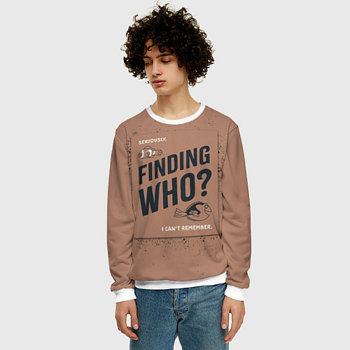 Мужской свитшот Finding Who? / 3D-Белый – фото 3
