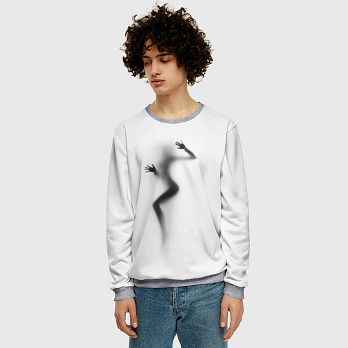 Мужской свитшот ДЕВУШКА ЗА СТЕКЛОМ / 3D-Меланж – фото 3