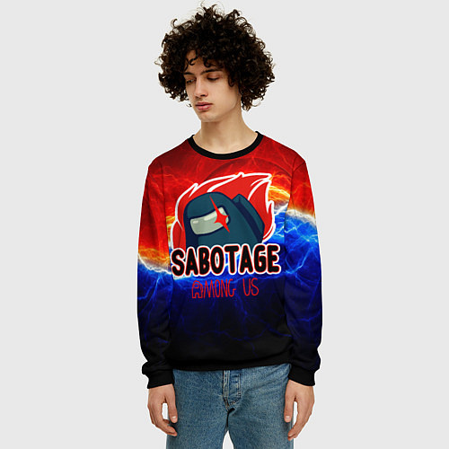 Мужской свитшот Among us sabotage / 3D-Черный – фото 3