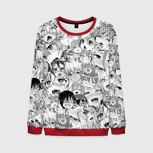Мужской свитшот Ahegao monochrome / 3D-Красный – фото 1