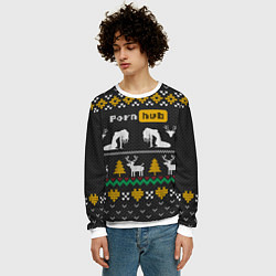 Свитшот мужской Pornhub свитер с оленями, цвет: 3D-белый — фото 2