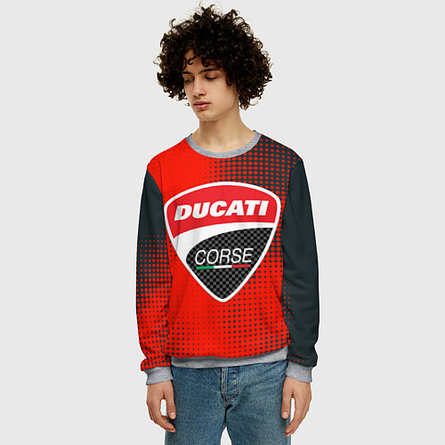 Мужской свитшот Ducati Corse logo / 3D-Меланж – фото 3