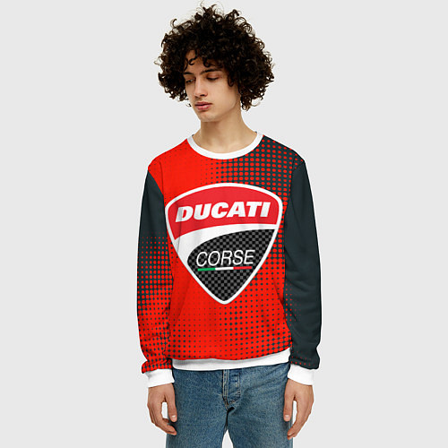 Мужской свитшот Ducati Corse logo / 3D-Белый – фото 3
