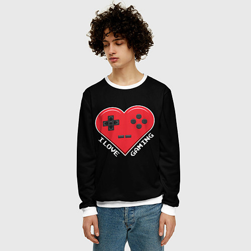 Мужской свитшот I Love Gaming / 3D-Белый – фото 3