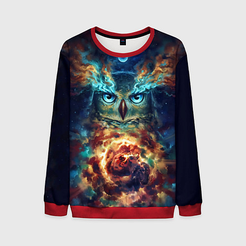 Мужской свитшот Сова Космос / 3D-Красный – фото 1