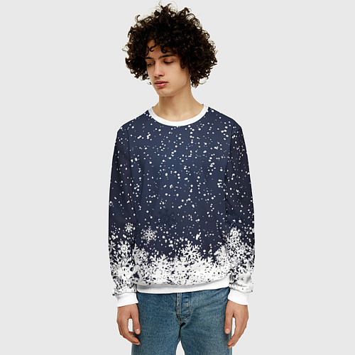 Мужской свитшот Атмосфера нового года / 3D-Белый – фото 3