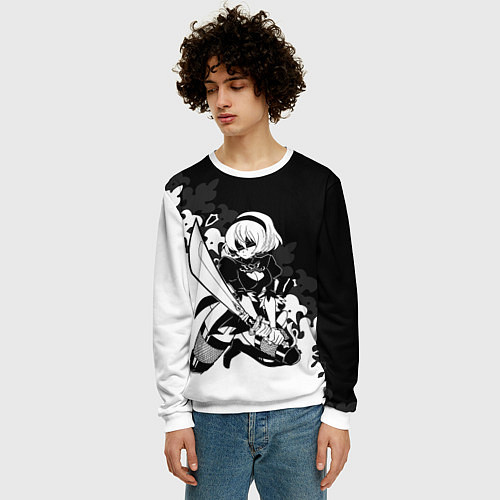 Мужской свитшот NIER AUTOMATA / 3D-Белый – фото 3