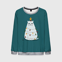 Свитшот мужской Кото-ёлка, цвет: 3D-меланж