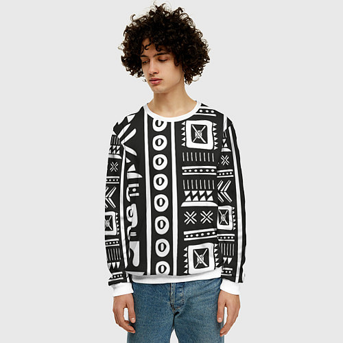Мужской свитшот Этнический узор / 3D-Белый – фото 3