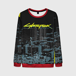 Свитшот мужской Город CYBERPUNK 2077, цвет: 3D-красный