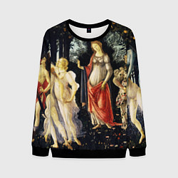 Свитшот мужской Весна боттичелли, цвет: 3D-черный