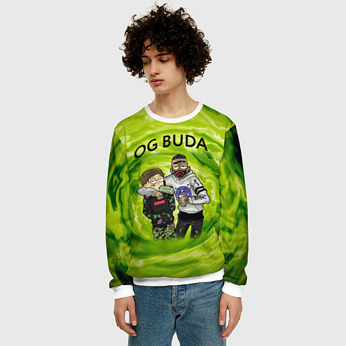 Мужской свитшот Репер - OG Buda / 3D-Белый – фото 3