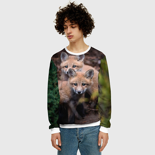 Мужской свитшот Лисички фото / 3D-Белый – фото 3