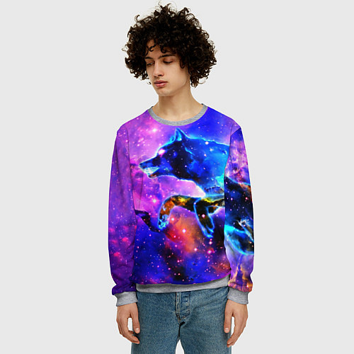 Мужской свитшот Волки / 3D-Меланж – фото 3