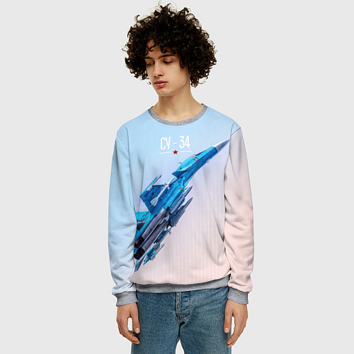 Мужской свитшот Су-34 / 3D-Меланж – фото 3