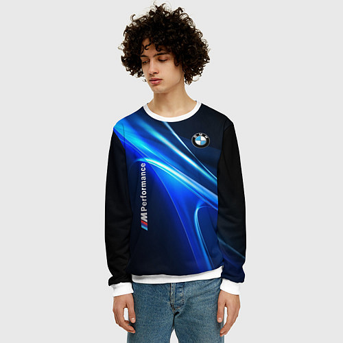 Мужской свитшот BMW / 3D-Белый – фото 3